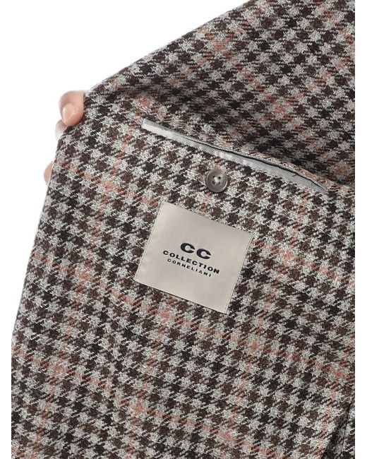 Corneliani Gray Gingham-Check Single-Breasted Jacket for men