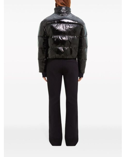 Courreges Black Down Jacket With Print