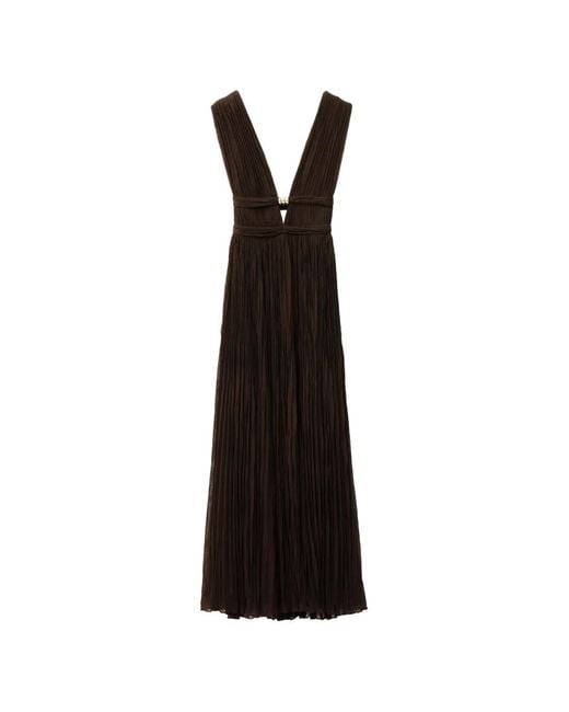 Ba&sh Black Tania Pleated V-Neck Dress