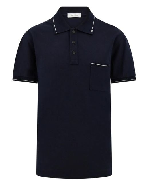 Ferragamo Blue Gancini Logo-Detail Polo Shirt for men
