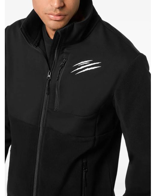 Philipp Plein Black Panelled Scratch-Detail Jacket for men