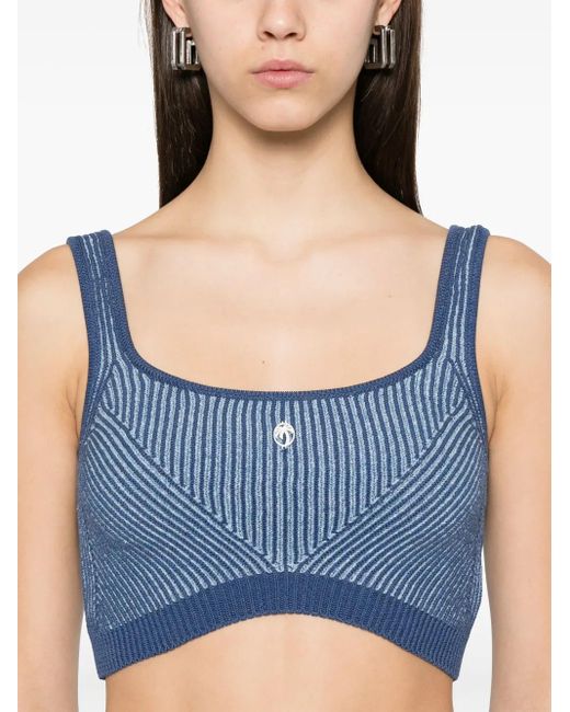 Palm Angels Blue Ribbed-Knit Tank Top