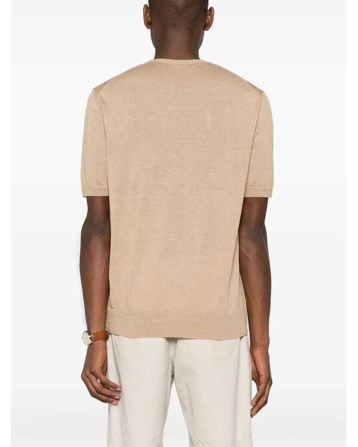 Drumohr Natural Cotton-Linen Knit T-Shirt for men