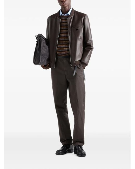 Prada Brown Reversible Nappa Leather Bomber Jacket for men