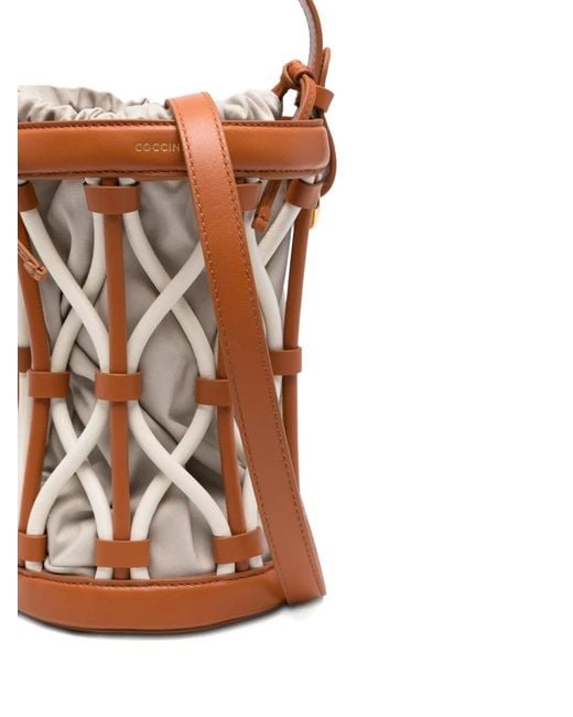 Coccinelle White Koi Leather-Detail Bucket Bag