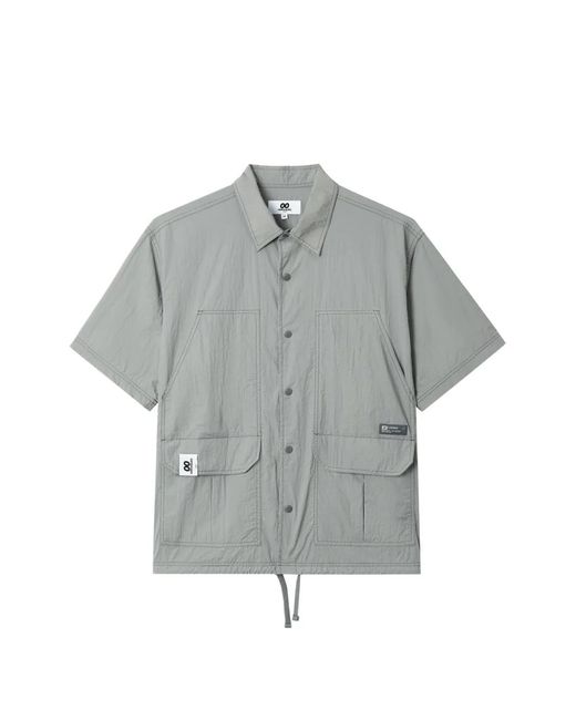 Chocoolate Gray Drawstring-Hem Short-Sleeve Shirt for men