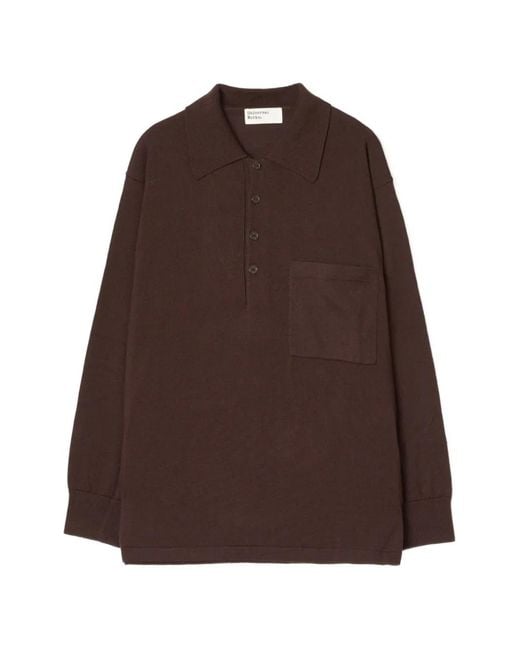 Universal Works Brown Button-Down Merino Wool Sweater for men
