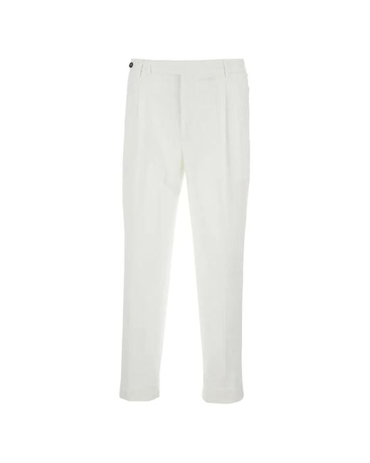 PT Torino White Pleated Trousers for men