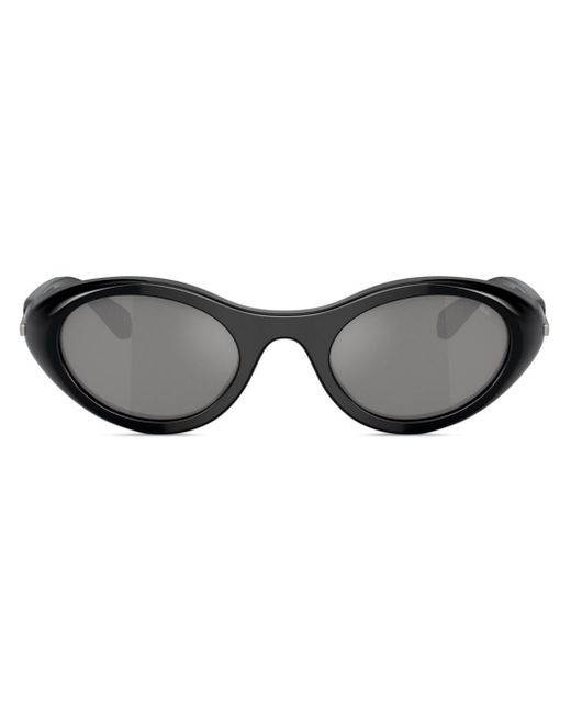 DIESEL Black Logo-plaque Oval-frame Sunglasses