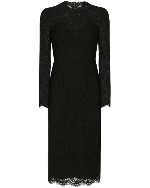Abito Midi A Fiori di Dolce & Gabbana in Black
