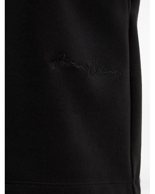 ARMANI EXCHANGE Black Logo-Embroidered Drawstring Shorts