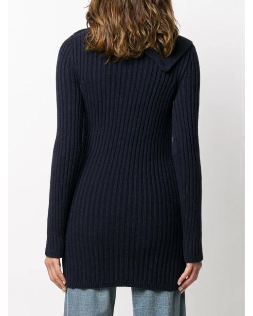 Saint Laurent Blue Fold-Over Collar Jumper