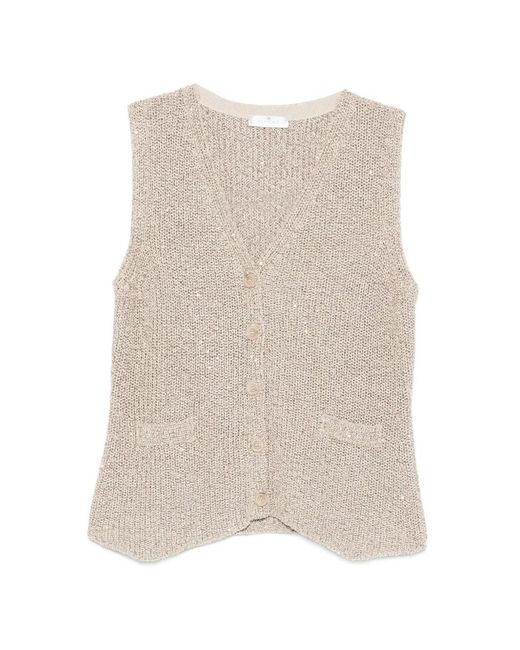 Panicale Natural Sequin-Embellished Sleeveless Cardigan