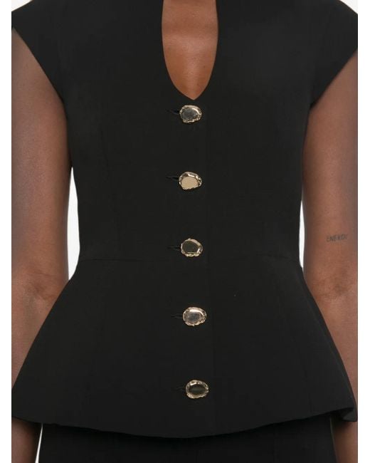 Sandro Black Sleeveless Button-Fastening Top