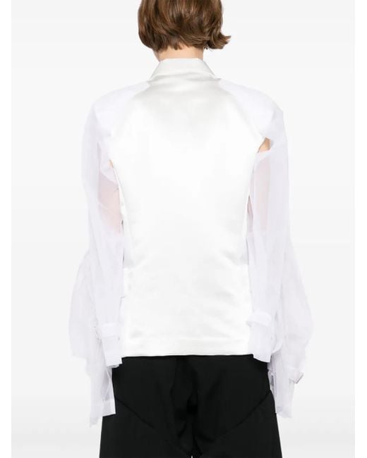 Comme des Garçons White Tulle-Inserts Blazer