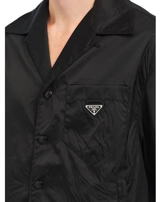 Camicia con maniche corte di Prada in Black da Uomo