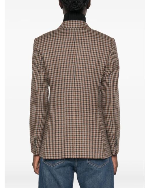 Max Mara Brown Houndstooth Double-Breasted Jacket