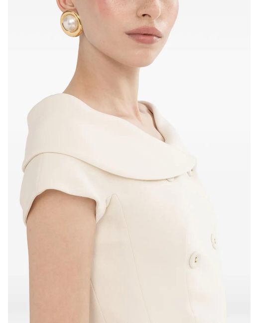 Nissa Natural Off-Shoulder Fitted Blazer