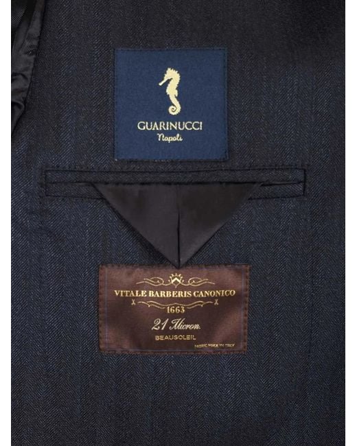Guarinucci Blue Peak-Lapel Single-Breasted Suit for men