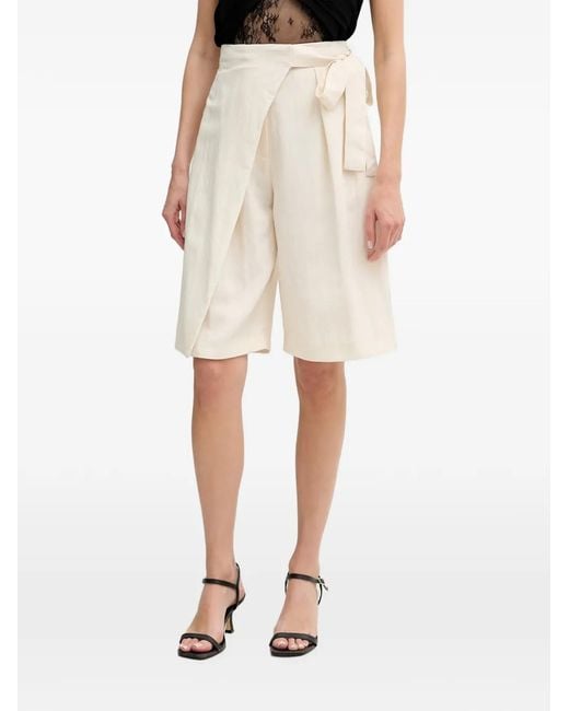 Sisley Natural Wrap-Style Tie-Fastening Shorts