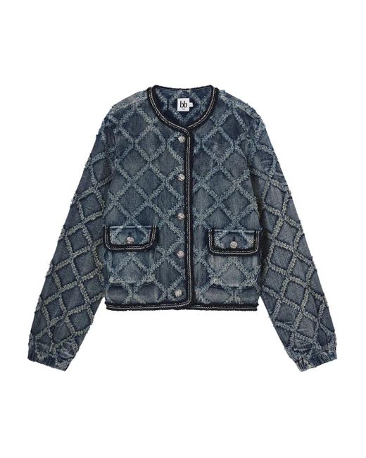 B+ AB Blue Diamond-Pattern Pocket Jacket
