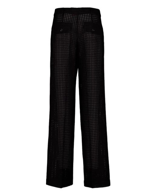 LaDoubleJ Black Grid-Pattern Cotton Trousers