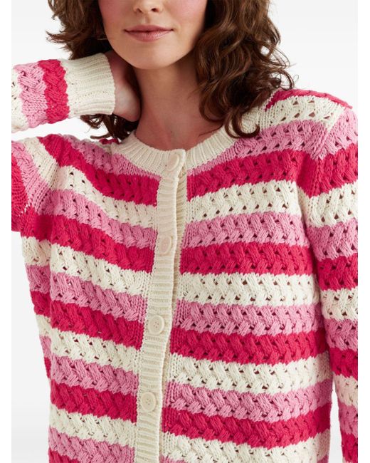 Chinti & Parker Red Crochet-knitted Cardigan