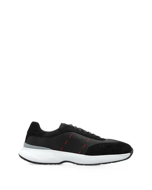 Kiton Black Suede-Panelled Sneakers for men