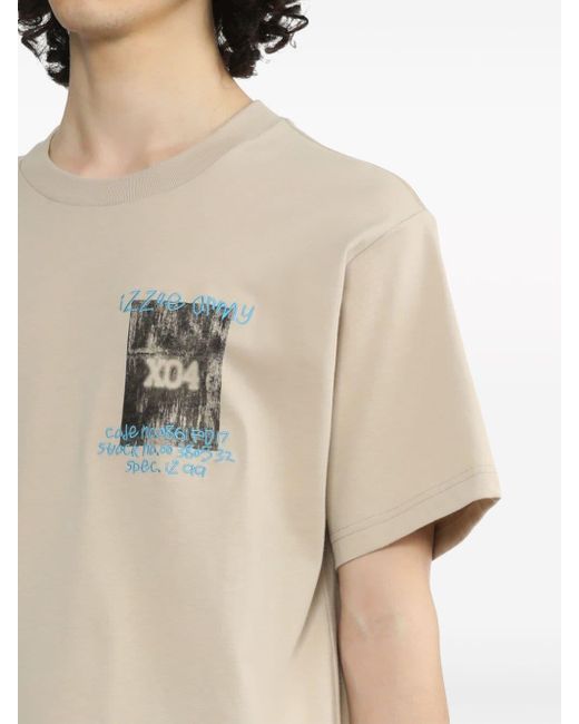 Camiseta con estampado gráfico Izzue de hombre de color Natural
