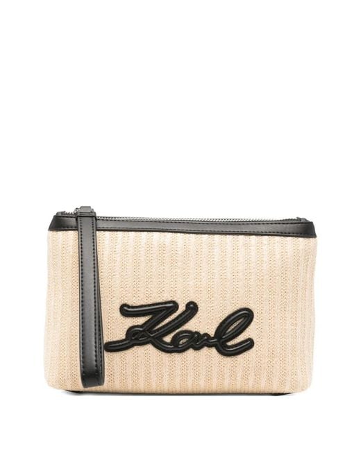 Karl Lagerfeld Natural K/Signature Logo-Lettering Clutch Bag