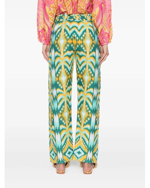 Pantalones Tropical Tapestry con cinturilla elástica Farm Rio de color Green