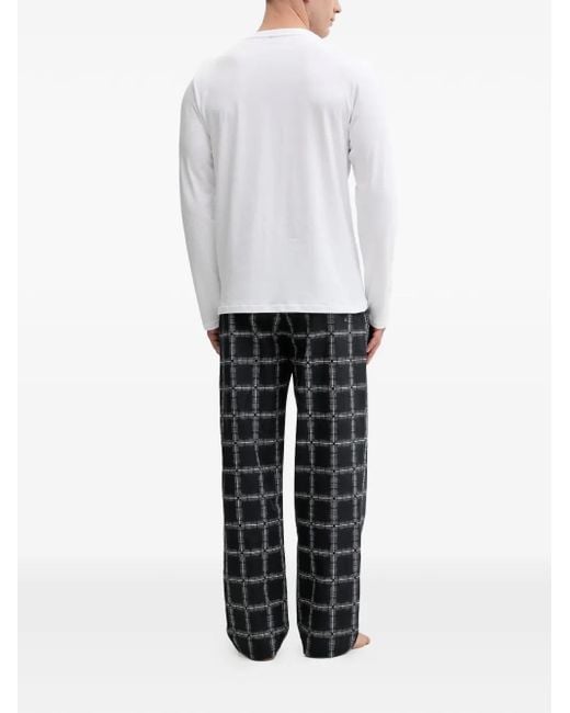 Karl Lagerfeld White Plaid Pajamas Set for men
