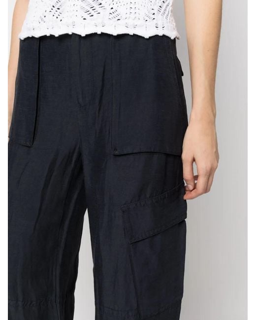 Vince Black Wide-Leg Linen Trousers
