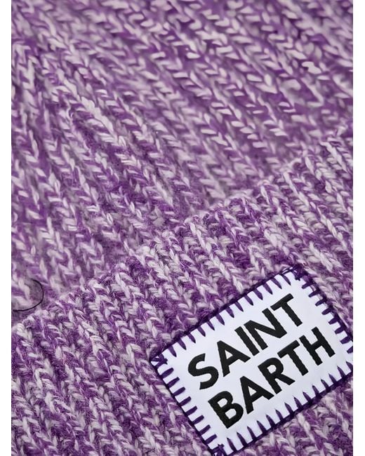 Mc2 Saint Barth Purple Logo-Label Beanie Hat