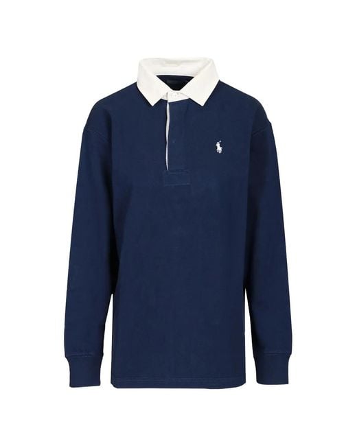 Polo Ralph Lauren Blue Oversize Cotton Rugby Shirt