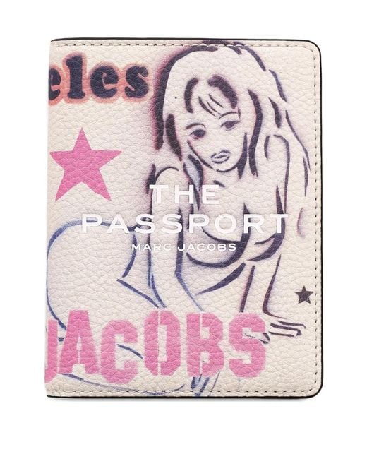 Marc Jacobs Pink Graphic-Print Passport Case