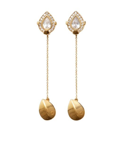 Burberry Metallic Shield Pendant Crystal-embellished Earrings