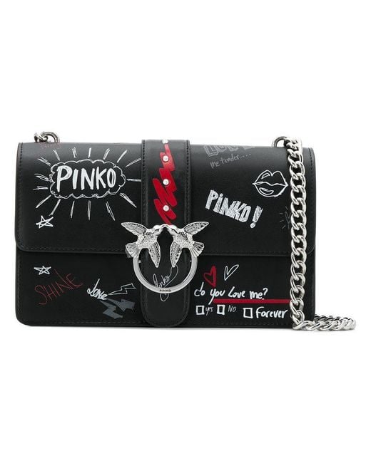 Pinko Black Graffiti Love Bag