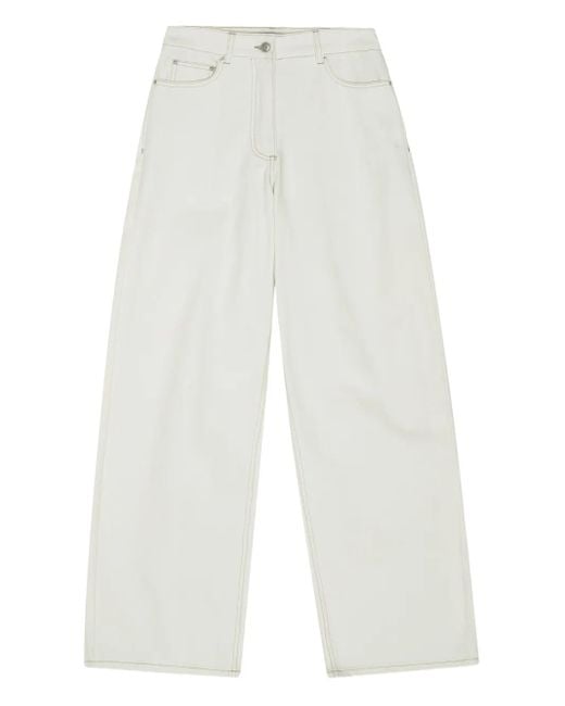 Remain Cocoon Jeans Met Wijde Pijpen En Contrasterende Stiksels in het White