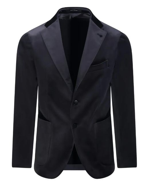 Tagliatore Blue Notched-Lapels Blazer