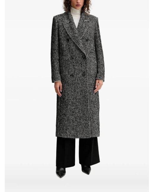 Boss Black Double-Breasted Herringbone Coat