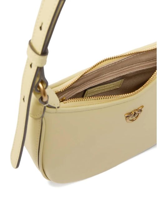 Pinko White Half Moon Baby Leather Shoulder Bag