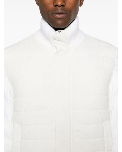 Herno White Knitted-Panels Padded Bomber Jacket for men