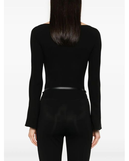 Courreges Black Boat Neck Bodysuit