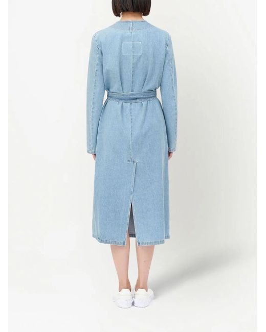 MM6 by Maison Margiela Blue Collarless Trench Coat