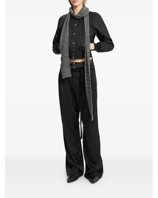 Ann Demeulemeester Black Ale Striped Knit Scarf