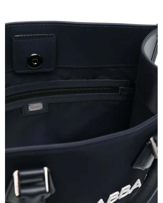 Dolce & Gabbana Black Logo-Embossed Canvas Tote Bag for men
