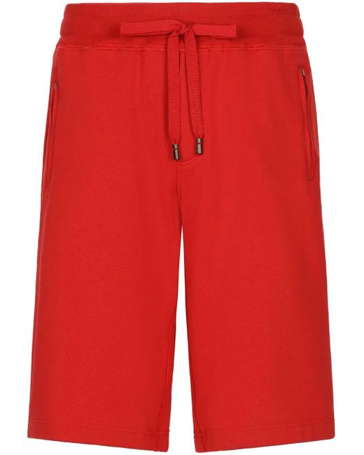 Dolce & Gabbana Red Logo-Tag Track Shorts for men