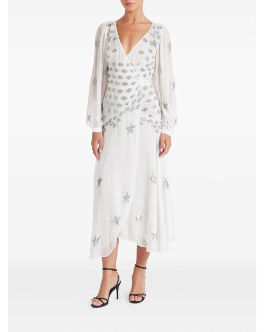 Temperley London White Etoile Sequin-Star Wrap Dress