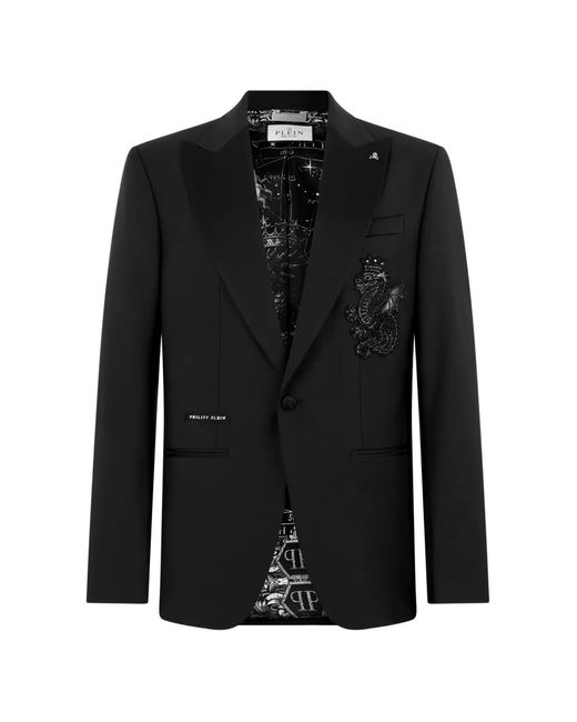 Philipp Plein Black Dragon Beaded Blazer for men